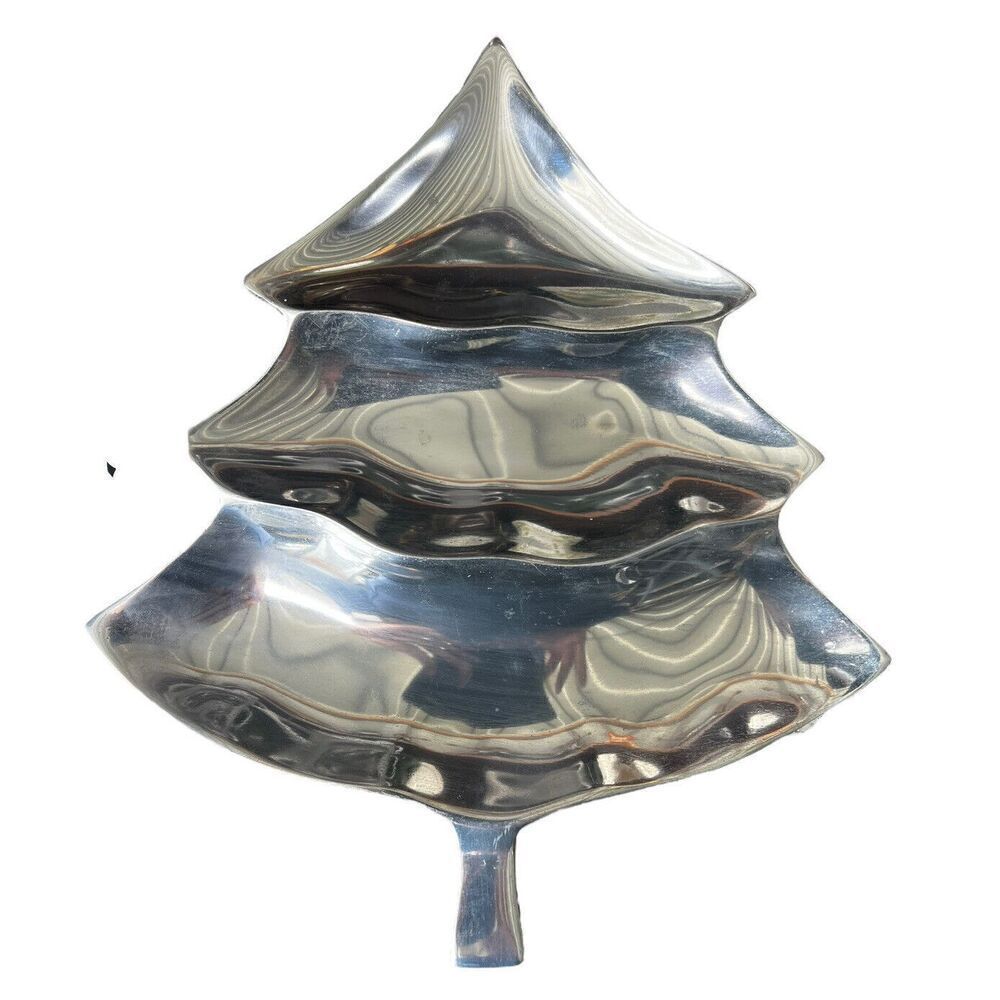 Ann Kary Pewter Christmas Tree Serving Trinket Display Dish Made in Mexico